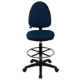 thumbnail image 4 of Mid-Back Navy Blue Fabric Multifunction Ergonomic Drafting Chair with Adjustable Lumbar Support, 4 of 4
