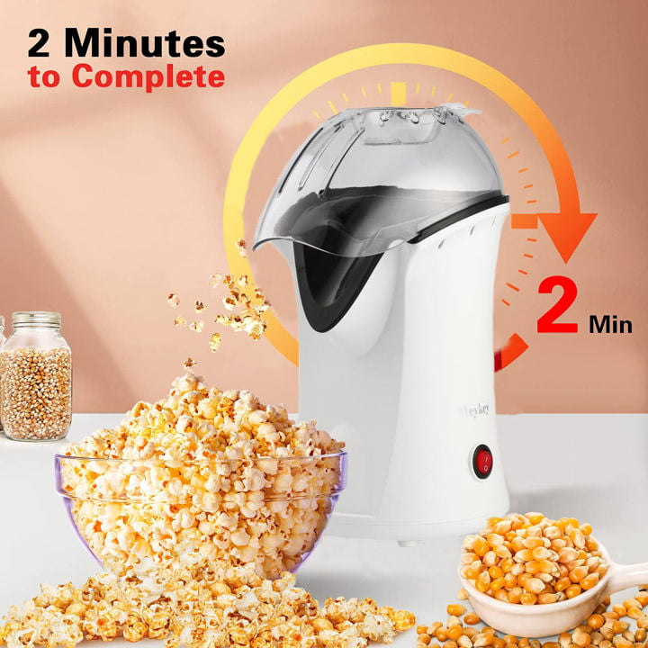 Black 1200W Popcorn Maker Popcorn Machine Hot Air Popcorn Popper Healthy Machine No Oil Needed 