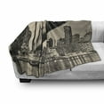 thumbnail image 3 of NYC Scene Soft Flannel Fleece Throw Blanket, Vintage Style Old Picturesque Queensboro Bridge, Cozy Plush for Indoor and Outdoor Use, 70" x 90", Grey Mustard, by Ambesonne, 3 of 6