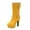 Yellow, variant on Woman Boots Kitten Heel Square Toe Mid Calf Booties Women Trendy Casual Outdoor Dressy Comfortable Boots Winter Warm Shoes Blue 5.5
