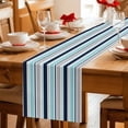 thumbnail image 5 of Grey Blue Striped Table Runner 60 Inches, Farmhouse Stripes Abstract Art Navy Blue Bed Runner Dresser Scarves Tabletop for Indoor Outdoor Parties/Ceremony/Banquet, 13" x 60", 5 of 8