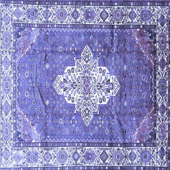 Ahgly Company Indoor Square Medallion Blue Traditional Area Rugs, 3' Square