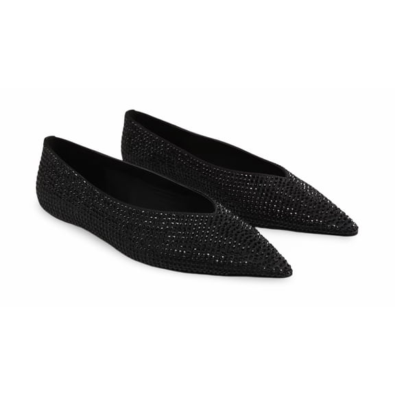 Sam Edelman Women's Nita Pointed Toe Flat Black Satin 6.5M