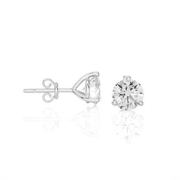 1/4 Carat Diamond Round Stud Earrings for Women in 14k White Gold (F-G, I2, cttw) 3-Prong Martini Setting and Push Back by Privosa Fine Jewelry