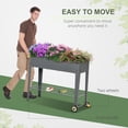 thumbnail image 3 of Outsunny 41" x 15" x 32" Raised Garden Bed Elevated with 2 Wheels, Bottom Shelf for Storing Tools, & Water Drainage Hole, gray, 3 of 9