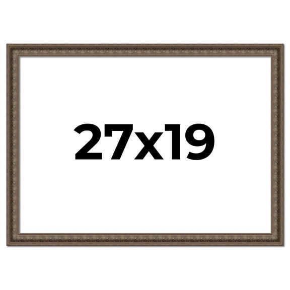 27x19 Ornate Brown Real Wood Picture Frame Width 1.5 Inches | Interior Frame Depth 0.5 Inches |