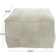 thumbnail image 3 of DecMode Patchwork Low Profile Square Gray Leather Pouf with Patchwork Design, 3 of 11