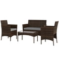 thumbnail image 1 of CoSoTower Ensemble de Meubles de Balcon Extérieur en Osier 4 Pcs Ensemble de Meubles de Patio en Rotin avec Causeuse Chaises Table Basse en Verre Gris, 1 of 7