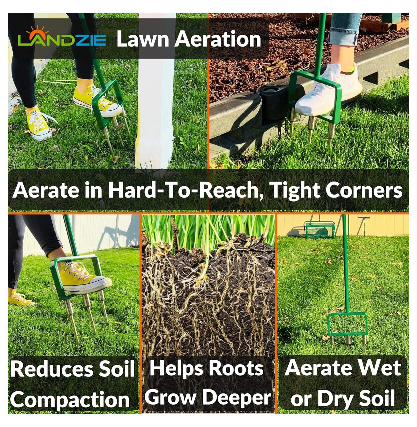 Lawn Aerator Replacement Tines - Set of 3 Spike Tines for Aerator Lawn Tool - 3 Heavy Duty Stainless Steel Manual Lawn Aerator Add-on Spike Tines for Compacted Soil - Manual Hand Coring Tool