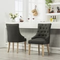 thumbnail image 2 of Charcoal Button Solid Wood Wingback Chairs 2 - Hostess Choice With Attractive Nail Heads Of Build Enchanting Head Trims, 2 of 6
