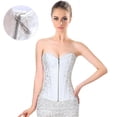 thumbnail image 4 of Women Sexy Satin Brocade Bustier Corset Overbust Cincher Shapewear Top, 4 of 5