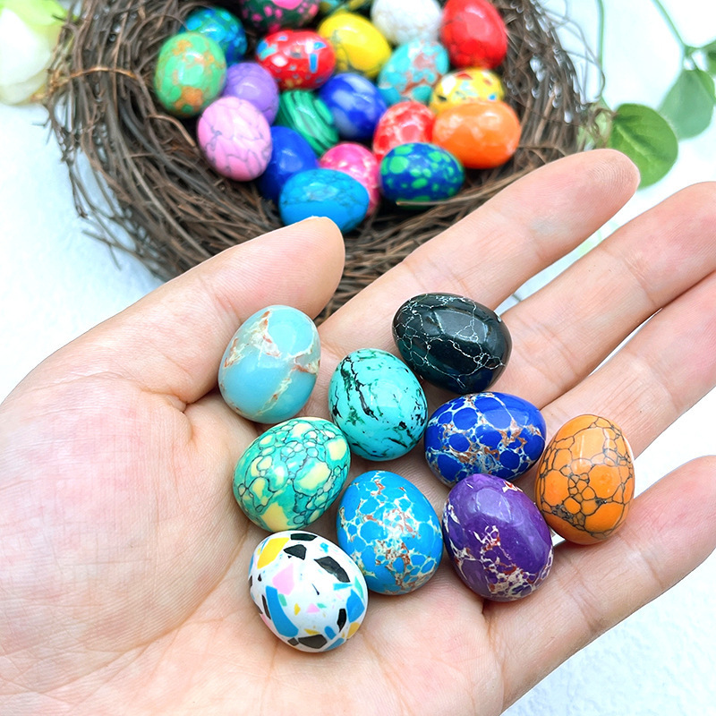 20Pcs Natural Mixed Crystal Easter Egg Set, 6.5g Hand-Polished Gemstone Worry Stones for Meditation, Energy Healing & Chinchilla/Home Decor, Random Assorted Colors