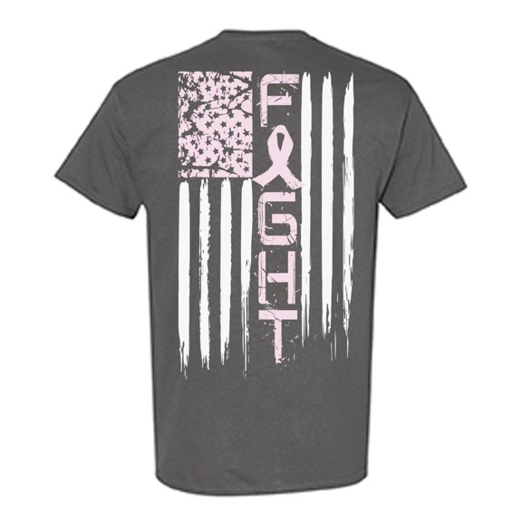 Awkward Styles Breast Cancer Awareness T-Shirt Fight Flag T Shirts for Men Back Print