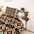 thumbnail image 3 of jejeloiu Modern Aztec Bed Sheets,Block Print Full Size Sheets For Boys,Black Tan,4 Pieces,1 Flat Sheet, 1 Fitted Sheet and 2 Pillowcases, 3 of 6