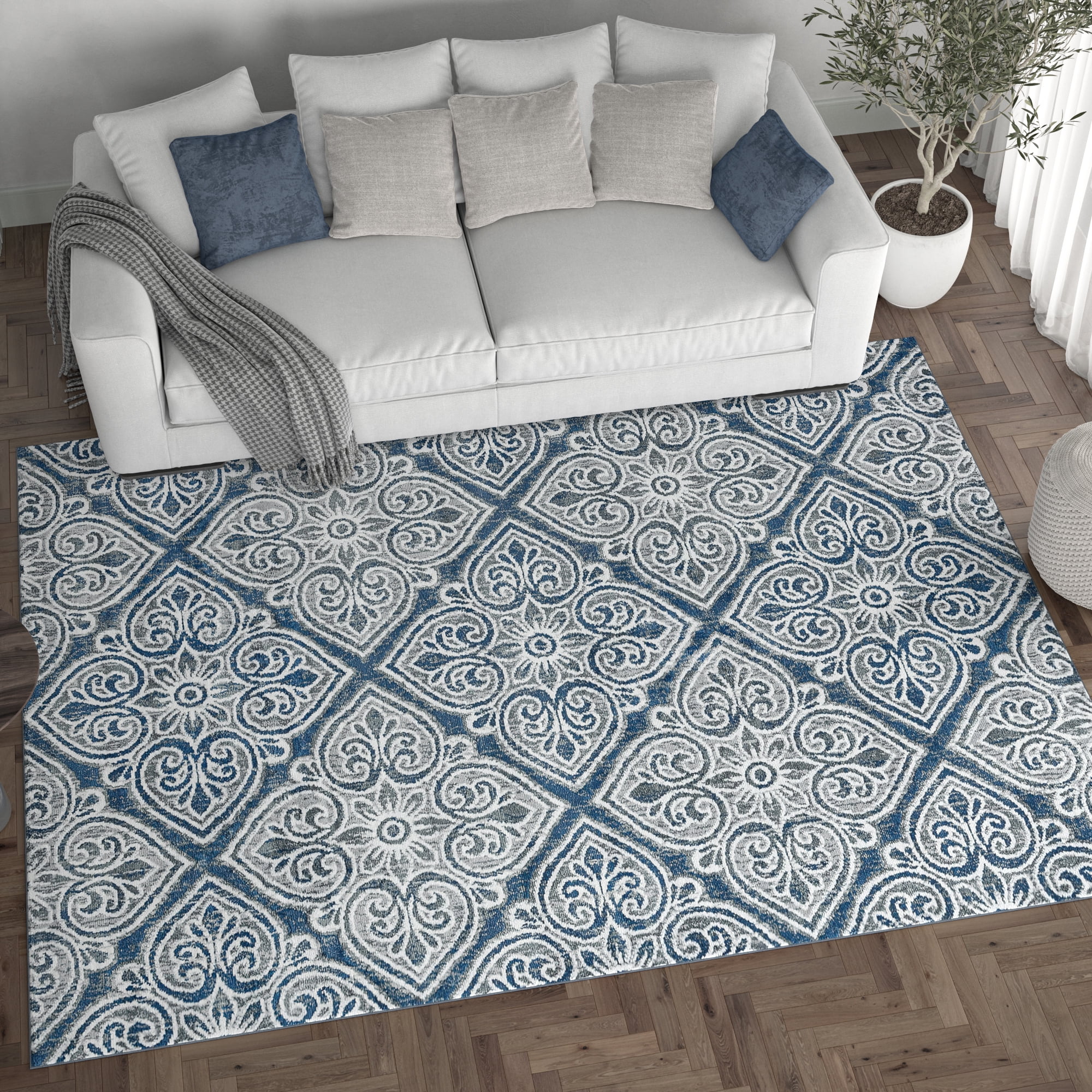 Traditional 2x10 Area Rug (2'3'' x 10') Floral Dark Gray Indoor Runner Easy to Clean