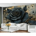 thumbnail image 2 of Black Gold Rose Wall Mural - Creative Flower Wallpaper For Living Room, Rose Mural 79"W x 55"H (Not Peel and Stick), 2 of 6