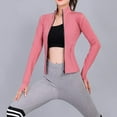 thumbnail image 4 of Womens Full Zipper Light Sportswear With Thumb Opening Walking Coat Cutting Training And Yoga Coat Pink S, 4 of 7