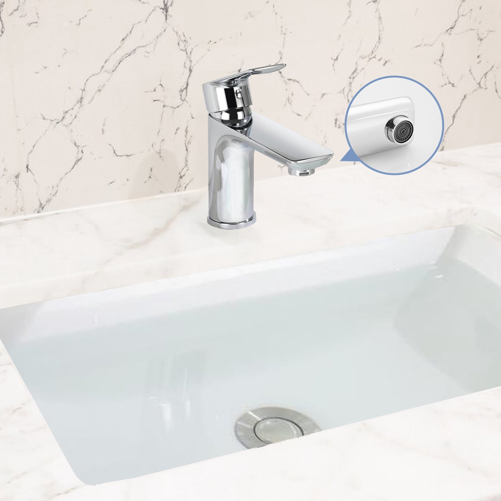 Chrome Single Handle Lavatory Basin Sink Faucet - Brass Bathroom Sink Faucet Hot and Cold