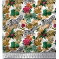 thumbnail image 1 of Soimoi Brown Cotton Duck Fabric Tropical Leaves & Wild Animal Decor Fabric Printed BTY 56 Inch Wide, 1 of 1