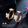 thumbnail image 6 of Lovely Cubic Zirconia CZ Round Double Butterfly Hoop Earrings 2021 New Arrival, 6 of 9