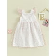 thumbnail image 2 of Bslissey Little Girls Summer Dress Sleeveless Floral Print Ruffle Tulle A-line Dress Toddler Square Neck Party Dress 2T 3T 4T 5T Kids Casual Princess Clothes, 2 of 8