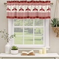 thumbnail image 2 of Red Christmas Curtain Valances for Windows, Kitchen Valance Window Treatments Panel 2 Pack, Xmas Elk Snowflake Red Plaid Rod Pocket Short Curtains for Bathroom Bedroom 42 x 18 Inch, 2 of 8