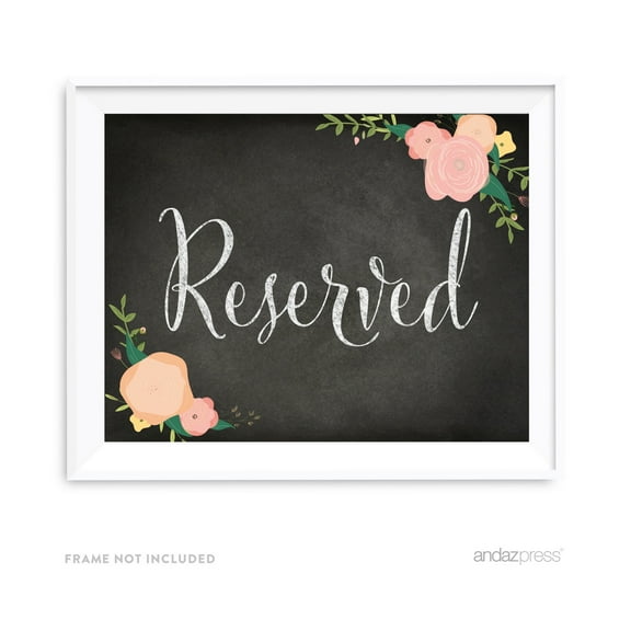 Reserved Chalkboard & Floral Roses Wedding Party Signs