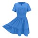 thumbnail image 4 of Vestido holgado de manga corta con cuello en V para mujer - Poliéster ligero - Elegante e informal para primavera/verano/otoño, 4 of 4