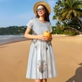 thumbnail image 4 of Naloa White Reindeer Portrait Print Womens Summer A-Line Dress with Pockets,Short Sleeve Dresses,Flowy Beach Swing Dress for Vacation Travel, 4 of 6