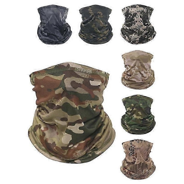 Máscara de camuflaje, bufanda tubular para el cuello, pañuelo facial, protección solar, ideal para ciclismo y camping, para hombres y mujeres.