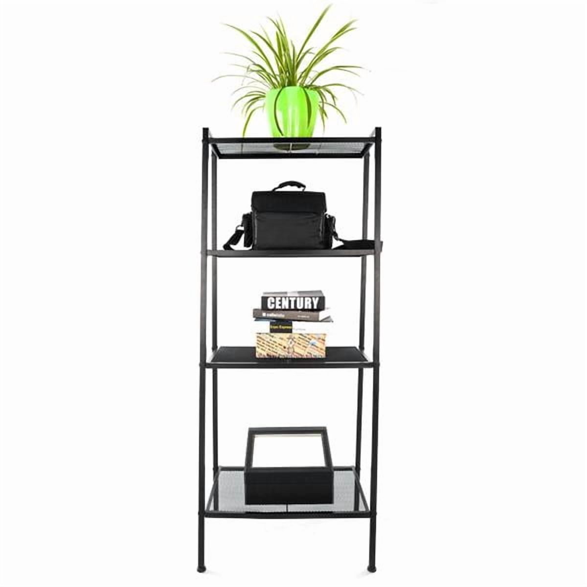 Alvantor 4 Tier Iron Bookshelf, Freestanding Metal Bookcase Storage Shelf for Books and Decor, 23.62 x 13.78 x 57.87 in, Black