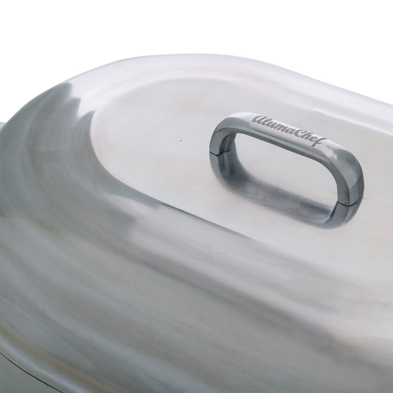 AlumaChef, Roasting Pan, 13 inch, Oval Aluminum, Oven-Safe Lid