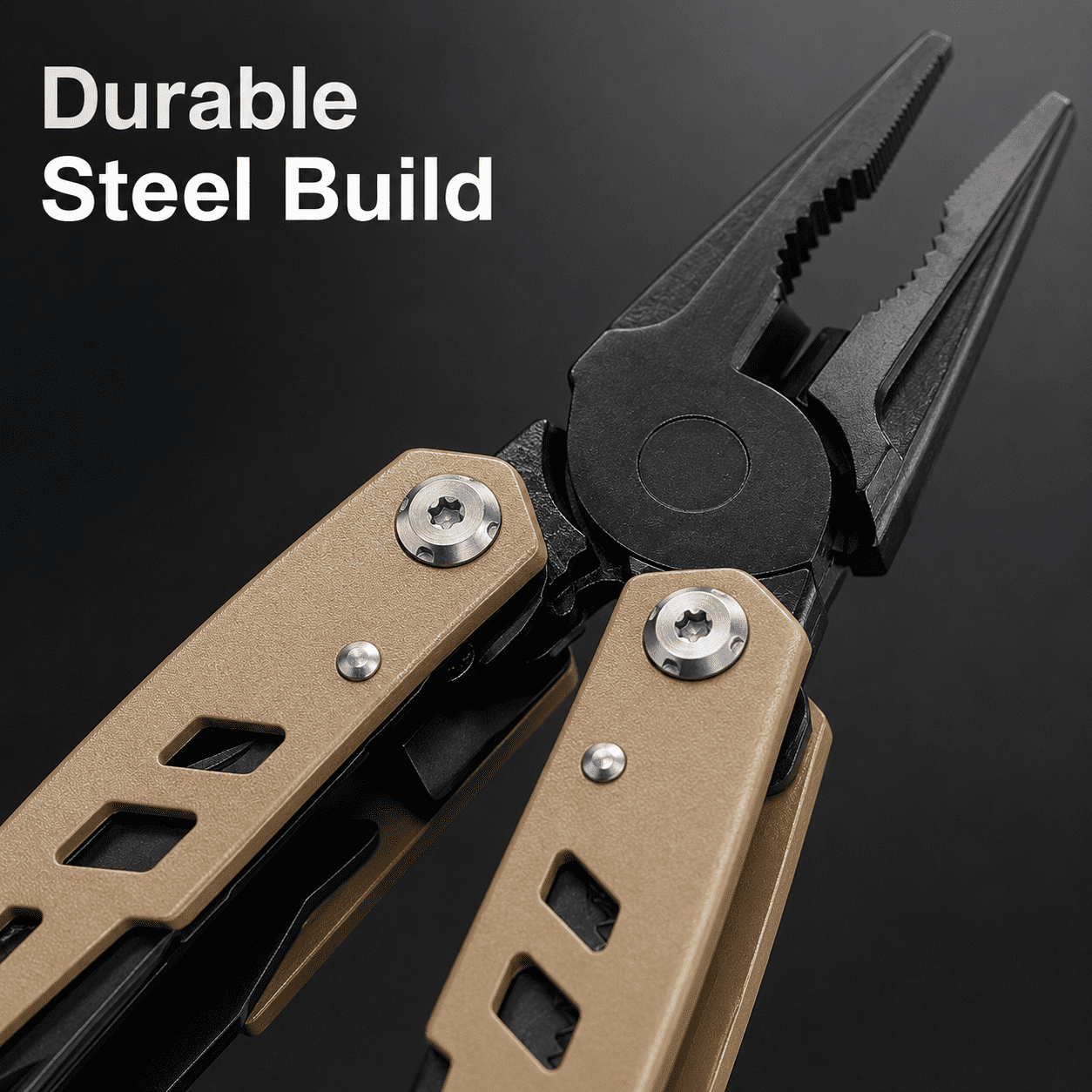 14-in-1 Multitool Pliers, Heavy Duty Stainless Steel Folding Pocket Tool for Camping, Hiking and Outdoor Survival, Compact Precision Gear with Nylon Sheath, Gunmetal Stealth Grey