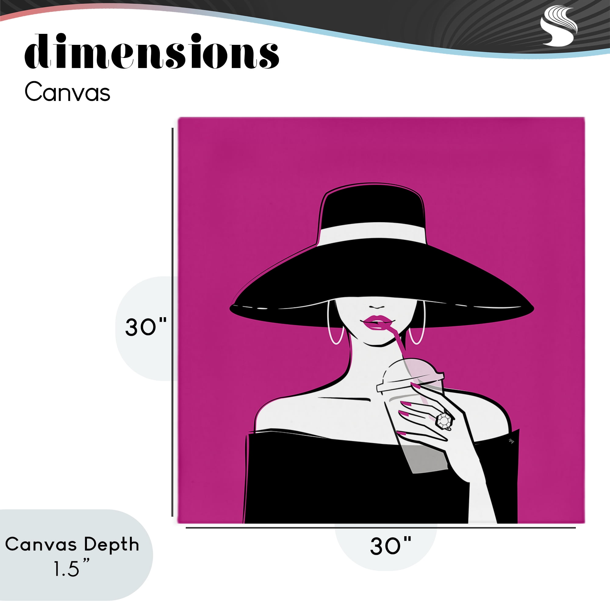 Stupell Industries Black Hat Glamourous Woman Canvas Wall Art, design by Martina Pavlova