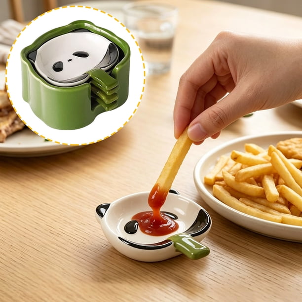 Los platos de salsa cerámica preparan pequeños cuencos para mojar condimentos y aperitivos en fiestas y uso diario