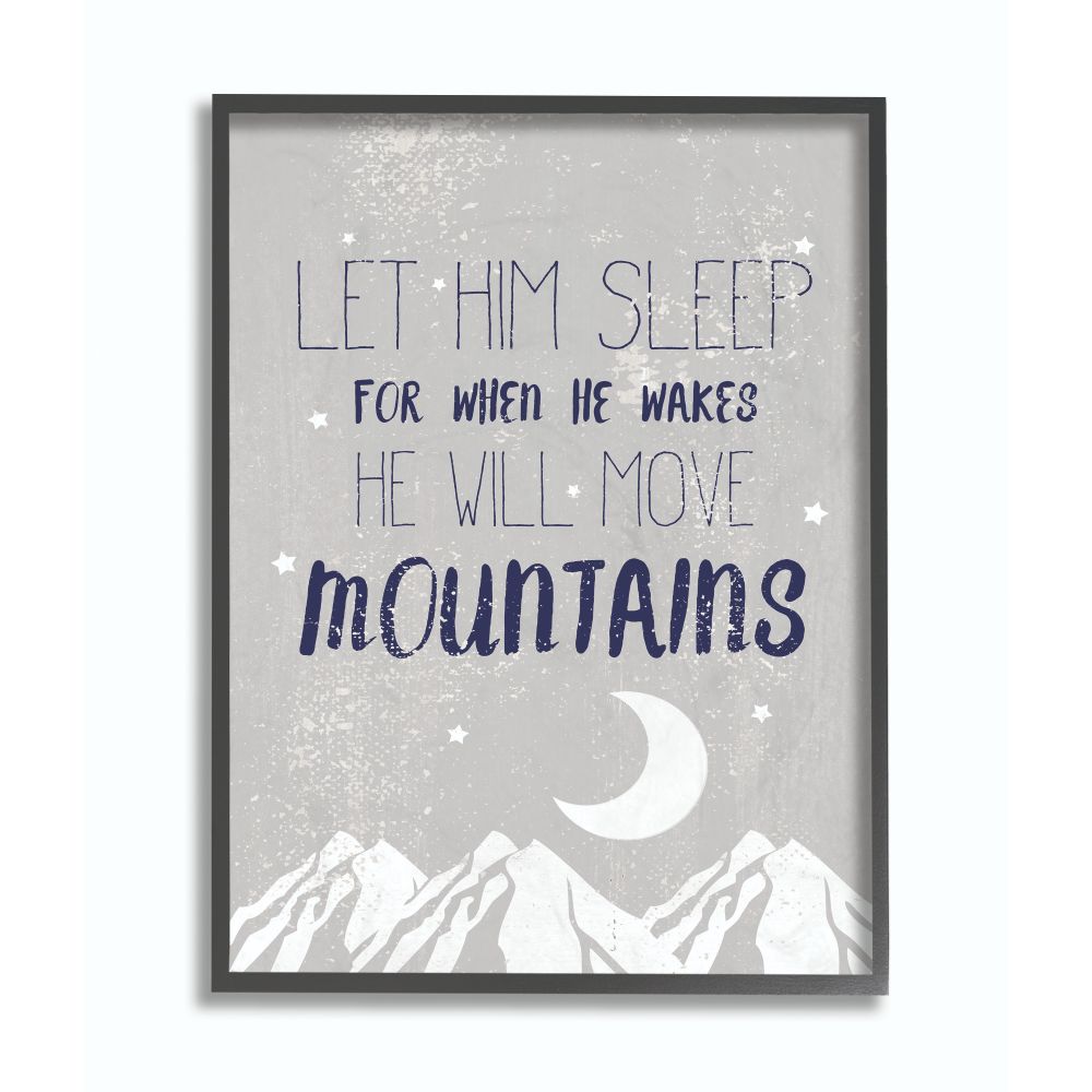 The Kids Room by Stupell Let Him Sleep Blue Mountains Kids Word Design Framed Wall Art by Daphne Polselli