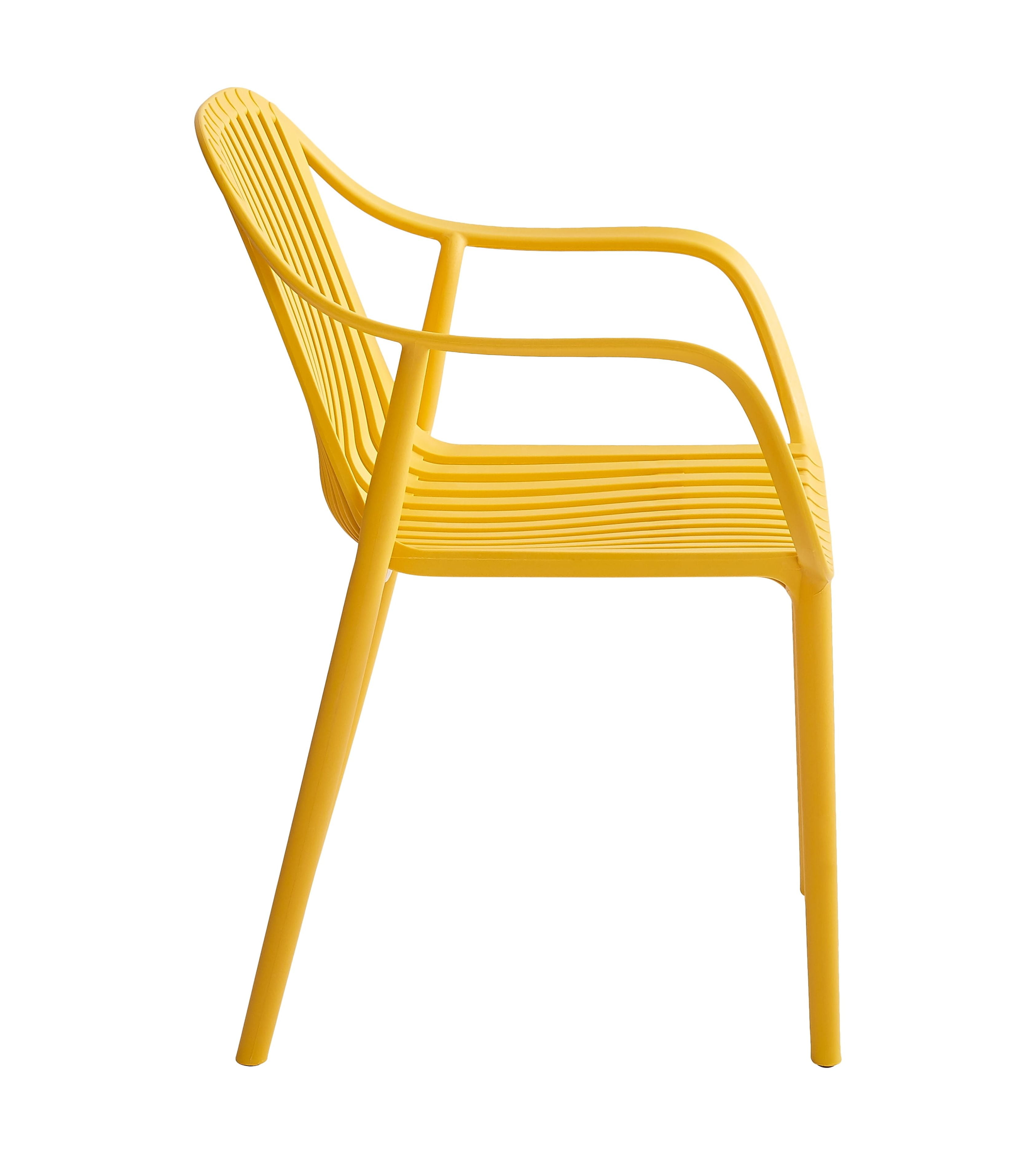 XDECO Stackable Dining Chairs Set, Breathable Modern Indoor/Outdoor Chair with Armrests & Backrest for Patios, Cafes,Home/Commercial Use, 250lbs Heavy Duty, Yellow
