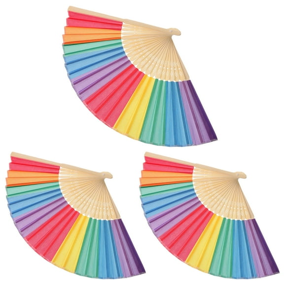 CRAFTHROU 3Pcs Foldable Fan for Wedding Bamboo Fans with Cooling Function and Silent Operation