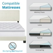 Boyd Sleep Roma White Faux Leather Queen Size Fully Upholstered Platform Bed Frame with Adjustable Headboard