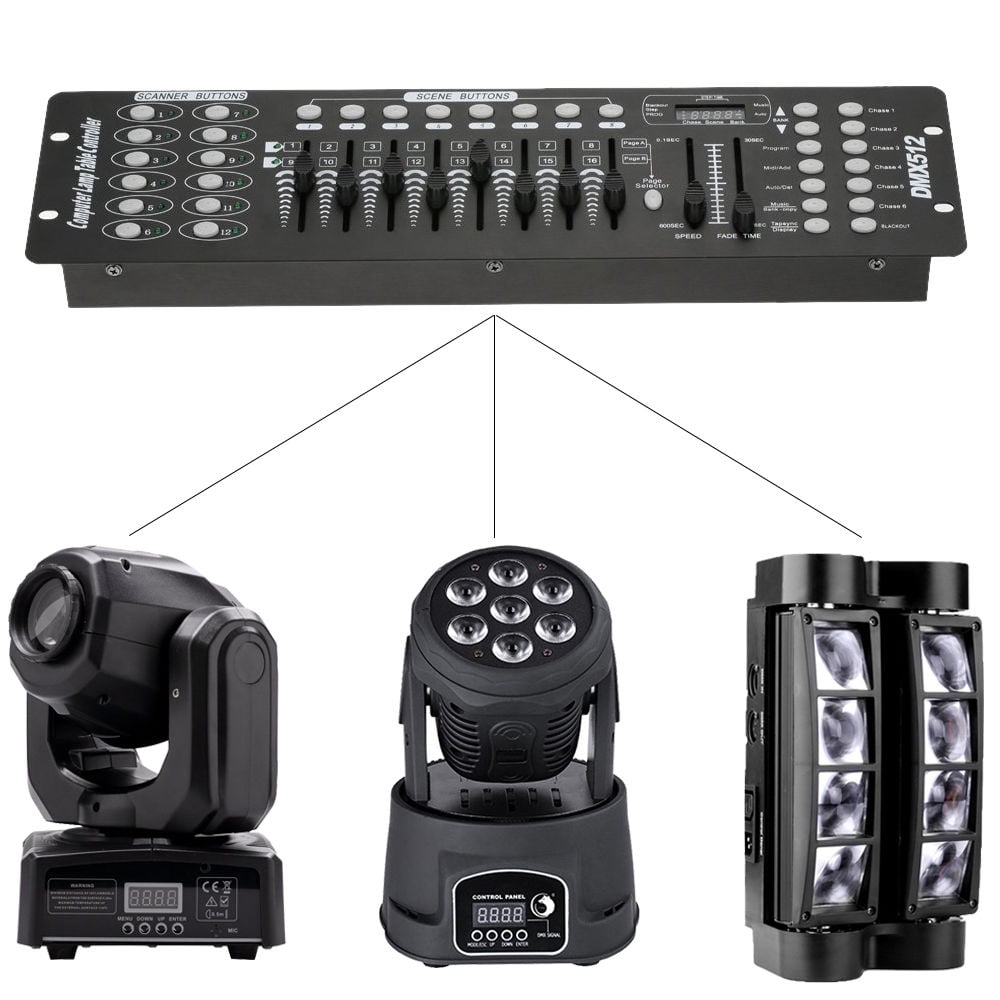 Black Grand Console DMX and MIDI Operator 192 Channel Light Controller for Live Concerts KTV DJs Clubs