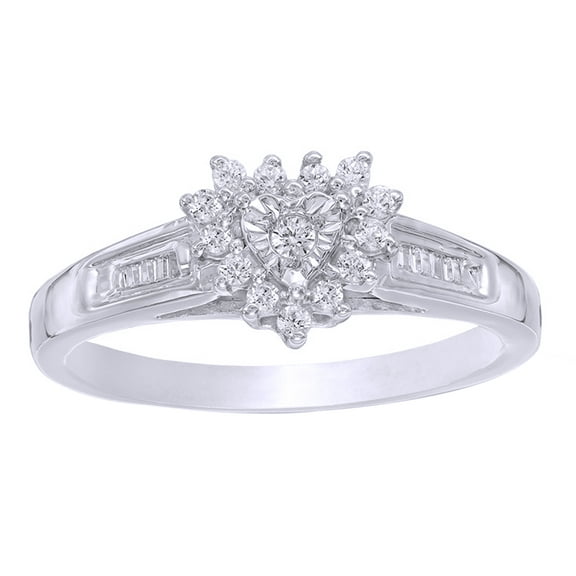 AFFY White Natural Diamond Heart Frame Promise Ring in 10k White Gold