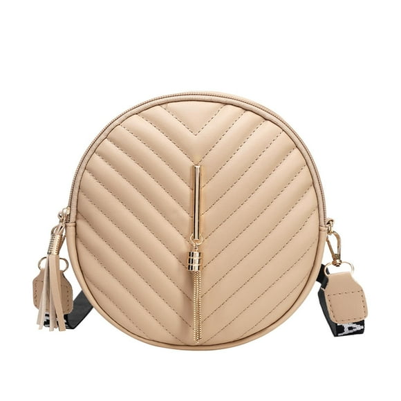 TSADFHJI Gym Bags for Men Leather Women Messenger Bag Fashion Trend Round Bag Retro Tassel Purse Shoulder Bag One Size Khaki