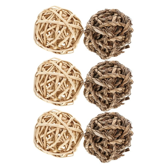 6pcs Chinchilla Chew Grass Ball Chinchilla Chew Ball Toy Rabbit Chewing Toy Bunny Chewing Toys Rabbit Playground Small Bunny Toys