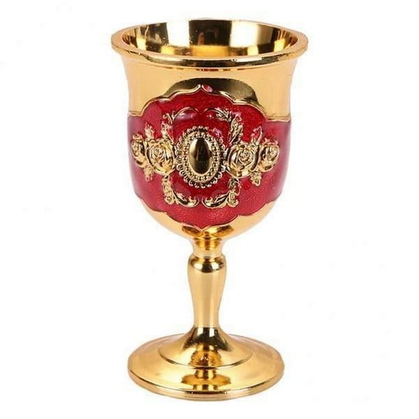 Copas de vino clásicas de metal con forma de cáliz para centro comercial,Taza con relieve y patrón tallado,estilo retro creativo,Cocina Comedor Vajilla Cristalería Copa de