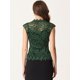 thumbnail image 3 of Cárdigan de Encaje sin Mangas para Mujer Cárdigan Blusa Elegante sin Mangas Verde oscuro S, 3 of 6