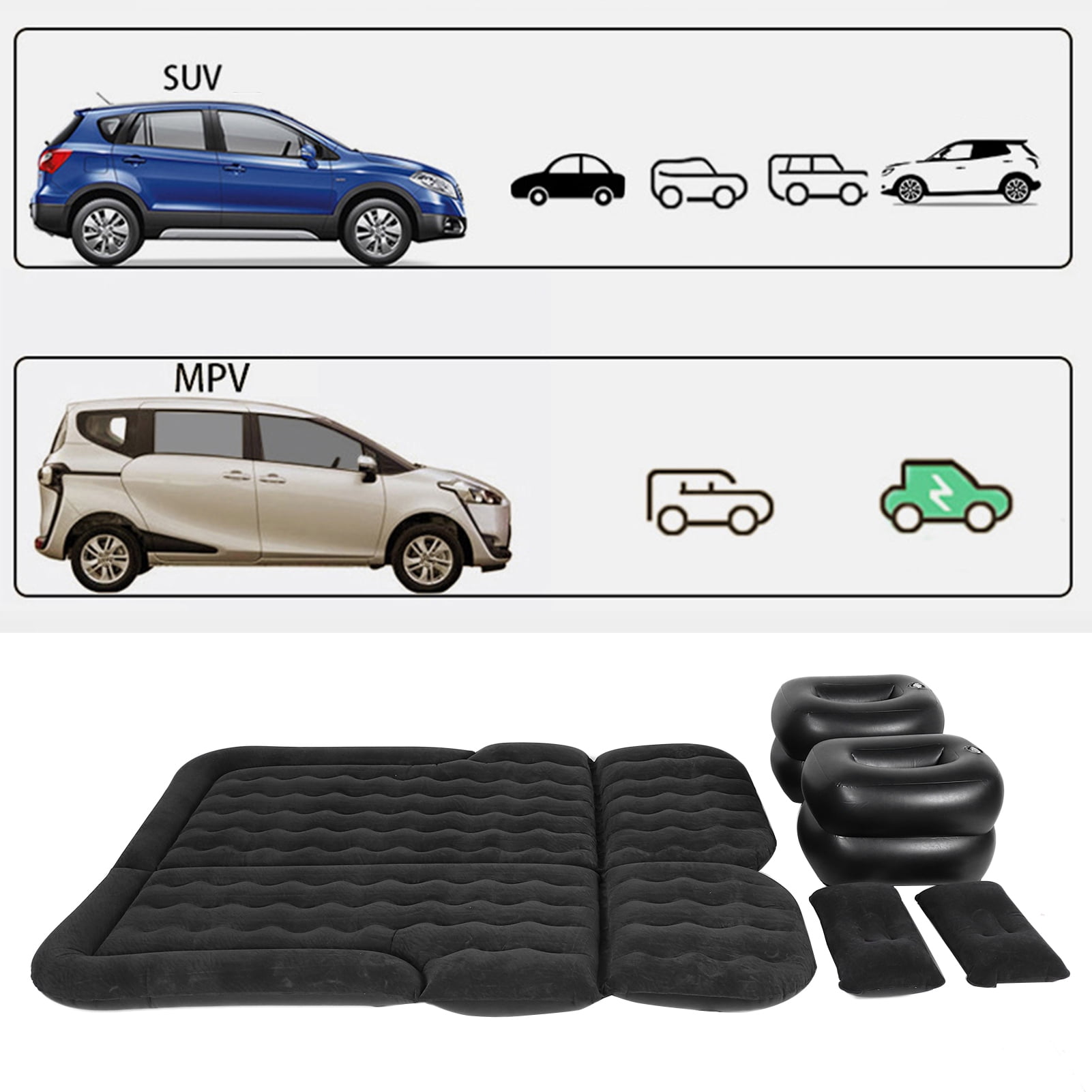 Brrnoo SUV Air Mattress 6" Thickened Inflatable Air Bed with Electric Pump, Queen