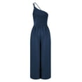 thumbnail image 6 of Gureui Women High Waist Romper, Casual Solid Color Sleeveless Off-Shoulder Neck Elastic Patchwork Slimming Fit Wide-Leg Trousers Jumpsuit, 6 of 9