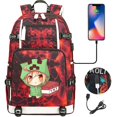 thumbnail image 1 of Minecraft Backpack Travel Bag with USB Student Bag, 1 of 5