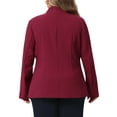 thumbnail image 4 of DARING DIVA Women's Plus Blazer Business Open Front Work Office Jacket Burgundy 3X, 4 of 5