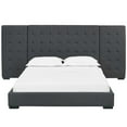 thumbnail image 4 of Platform Bed Frame, Queen Size, Grey Gray, Fabric, Bedroom, Modern Contemporary HB35102, 4 of 5
